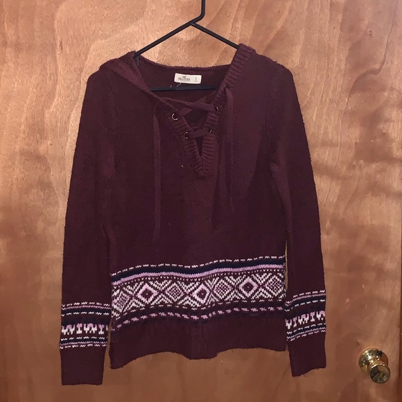 hollister lace up hooded sweater - Picture 1 of 5